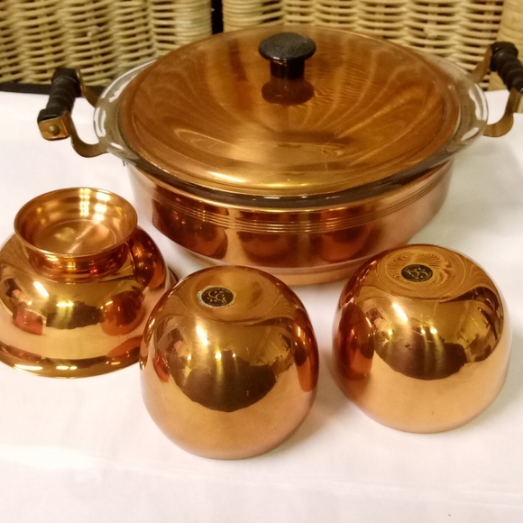 Vintage Copper Craft Guild Copper Buffet Server ONLY the pan and glass bowl - Picture 3 of 9